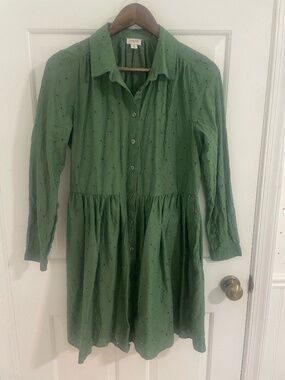 J. Crew Green Floral Dress